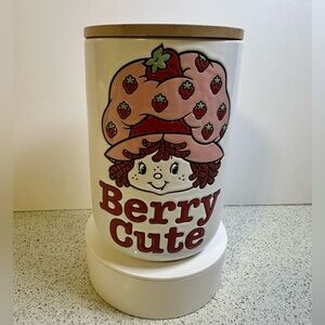Strawberry Shortcake "Berry Cute" Ceramic Canister featuring a wooden lid